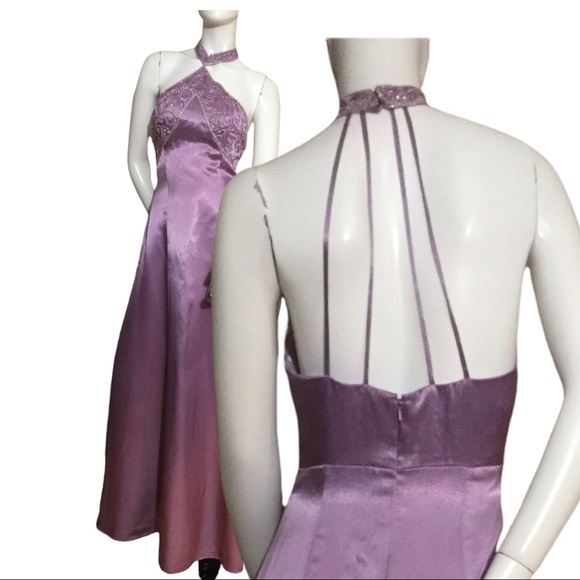 Gorgeous Designer Purple Beaded Embroidered Open Back Any Occasion Gown - Picture 5 of 11